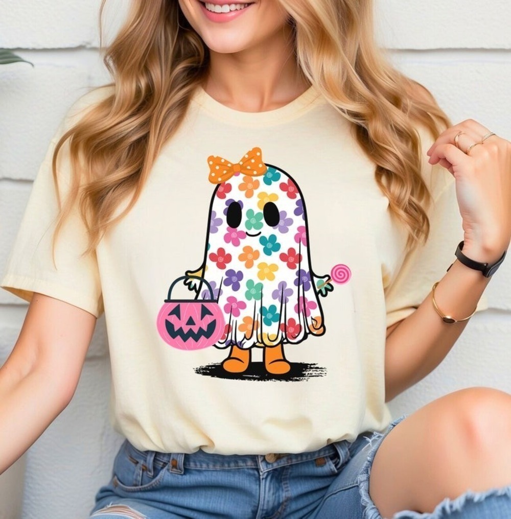 Halloween Ghost Shirt Cute Womens Spooky Season Trick Or Treat Pump